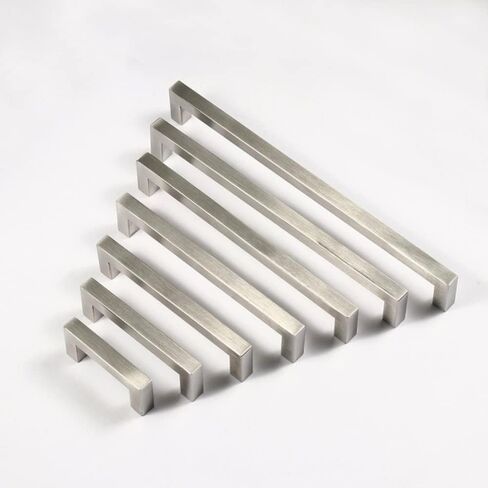 Cupboard Handles,Aluminum Alloy Kitchen Cabinet Door Handle,Black/golden/Silver Square Cabinet Handle Furniture Hardware Stainless Steel Kitchen Door Knobs Cupboard Wardrobe Drawer Pulls,(Silver,Hole in Kuwait