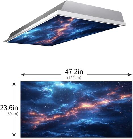 Lightning Fluorescent Light Covers for Ceiling Lights Classroom Light Covers Office Light Covers Drop Ceiling Light Cover Decoration 23.6in×47.2in in Saudi Arabia