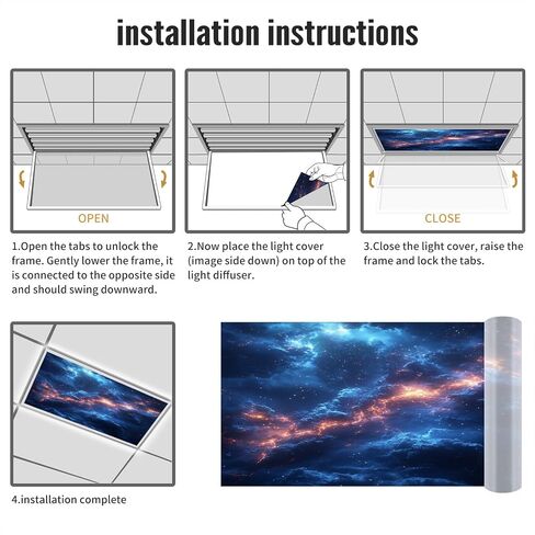 Lightning Fluorescent Light Covers for Ceiling Lights Classroom Light Covers Office Light Covers Drop Ceiling Light Cover Decoration 23.6in×47.2in in Saudi Arabia