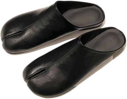 Tabi Shoes Leather Split Toe Cute Slip On for Women Girls - Retro Trendy Casual Slippers Comfortable Walking Lightweight Loafers Female Solid All-Match for Daily Wear Beach Travel Standing All Day in Kuwait