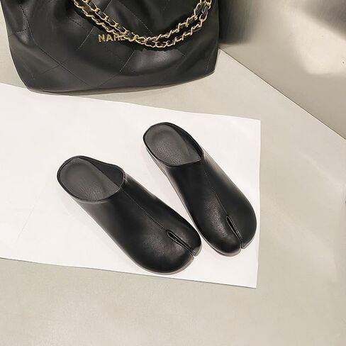 Tabi Shoes Leather Split Toe Cute Slip On for Women Girls - Retro Trendy Casual Slippers Comfortable Walking Lightweight Loafers Female Solid All-Match for Daily Wear Beach Travel Standing All Day in Kuwait