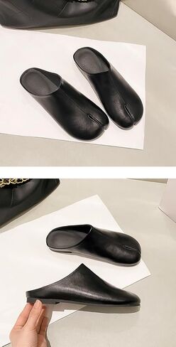 Tabi Shoes Leather Split Toe Cute Slip On for Women Girls - Retro Trendy Casual Slippers Comfortable Walking Lightweight Loafers Female Solid All-Match for Daily Wear Beach Travel Standing All Day in Kuwait