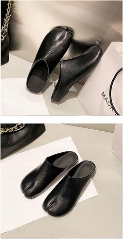 Tabi Shoes Leather Split Toe Cute Slip On for Women Girls - Retro Trendy Casual Slippers Comfortable Walking Lightweight Loafers Female Solid All-Match for Daily Wear Beach Travel Standing All Day in Kuwait