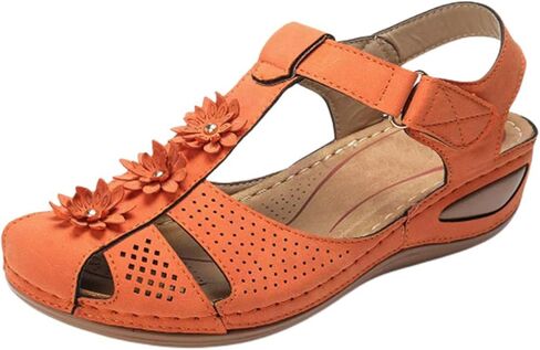 Wedge Sandals for Women Closed Toe Comfortable with Massage Function Outdoor Platform Orthotic Slippers Arch Support Shoes Orthopedic Dressy Summer Buckle Ankle Strap Espadrilles in Saudi Arabia