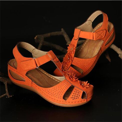 Wedge Sandals for Women Closed Toe Comfortable with Massage Function Outdoor Platform Orthotic Slippers Arch Support Shoes Orthopedic Dressy Summer Buckle Ankle Strap Espadrilles in Saudi Arabia