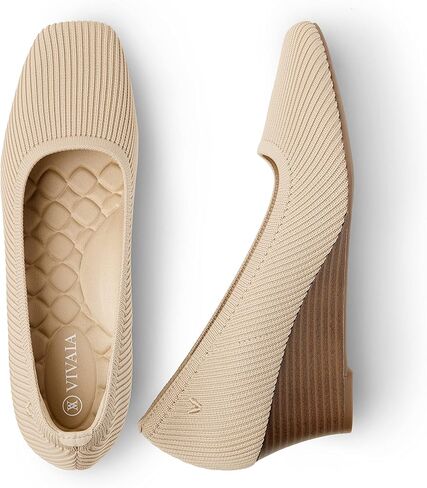 Vivaia Margot Wedge Women's Square Toe Wedge Pumps Shoes Shoes 2.16 "Wedge Heels Pumps بدعم القوس in Kuwait