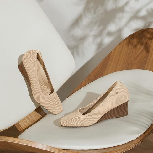 Vivaia Margot Wedge Women's Square Toe Wedge Pumps Shoes Shoes 2.16 "Wedge Heels Pumps بدعم القوس in Kuwait