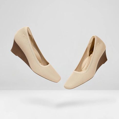 Vivaia Margot Wedge Women's Square Toe Wedge Pumps Shoes Shoes 2.16 "Wedge Heels Pumps بدعم القوس in Kuwait