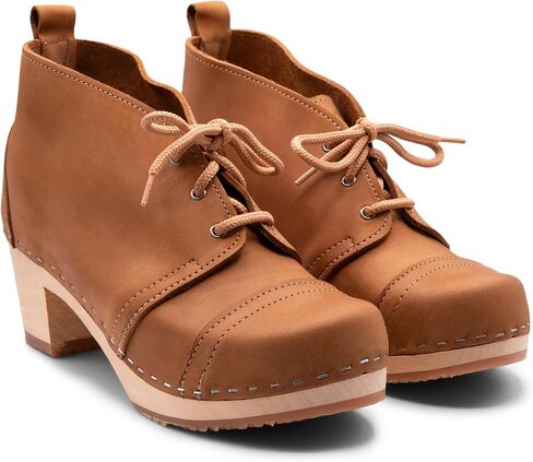Sandgrens Handmade Swedish Wood Clogs for Women, High Heel Boots | Chukka Cap Toe in Saudi Arabia