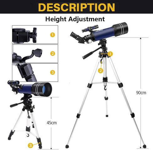 Monoculars Telescope High Power 400/70mm Astronomical Telescope Refractor Telescope with Adjustable Tripod & Smartphone Adapter, Telescope for Kids Adults Beginners Binoculars in Kuwait