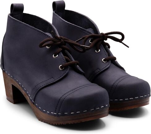 Sandgrens Handmade Swedish Wood Clogs for Women, High Heel Boots | Chukka Cap Toe in Saudi Arabia