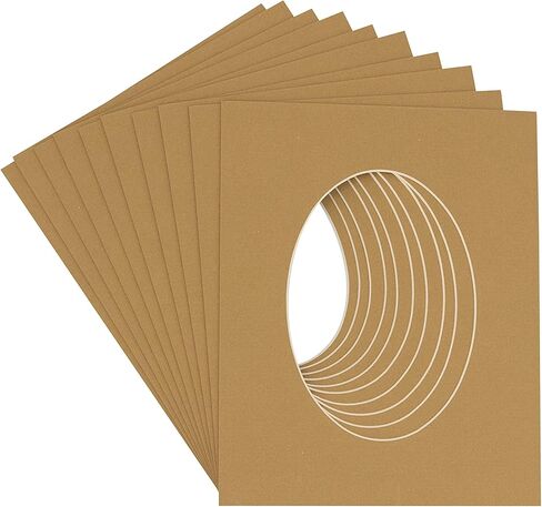 CountryArtHouse Rattan Beige Acid Free 14x18 Oval Picture Frame Mat with White Core Bevel Cut for 12x15 Pictures - Fits 14x18 Frame - Pack of 1 Matboard in Saudi Arabia
