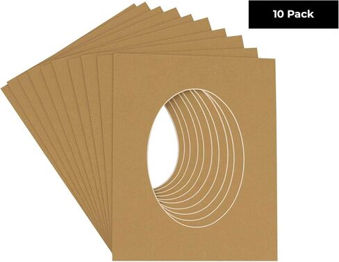 CountryArtHouse Rattan Beige Acid Free 14x18 Oval Picture Frame Mat with White Core Bevel Cut for 12x15 Pictures - Fits 14x18 Frame - Pack of 1 Matboard in Saudi Arabia