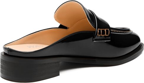 WAYDERNS Mules for Women Low Block Heel Closed Round Toe Patent Slip on Backless Mules Shoes Comfortable Casual Classic Shopping Dating Party Slides Loafer Shoes 1.4 Inch in Saudi Arabia