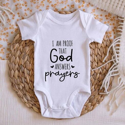 I Am Proof That God Answers Prayers Baby Bodysuit Baby Religious Bodysuit Blessing Babies Clothing in Saudi Arabia