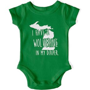 In My Diaper I Have A WolverIne - Michigan Rival Sports Fans Baby One Piece