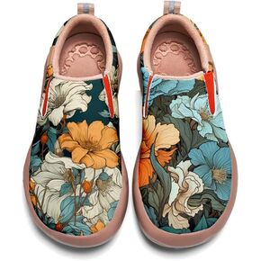 Women's Art Painted Travel Shoes Classical Floral Pattern Slip On Loafers Leather Lightweight Comfort Sneakers
