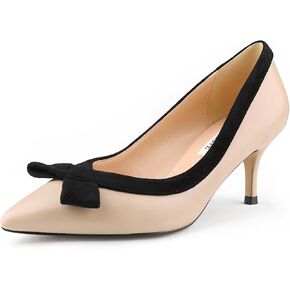 JOY IN LOVE Kitten Heel Pumps for Women Pointy Toe Bowknot Dress Pumps