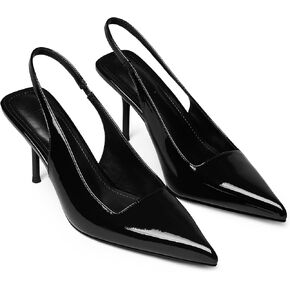 iiimmu Minimalist Heels for Women 3.5 Inch Stiletto Slingback Pumps, Faux Patent