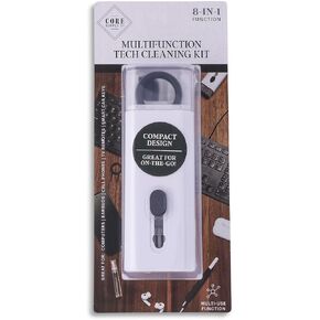 CORE HOME Co. 8-in-1 Multifunction Tech Cleaning Kit - Portable Cleaner for Earbuds, Keyboards, Cell Phones, Laptops, Smartwatches & More, Onyx Compact Design