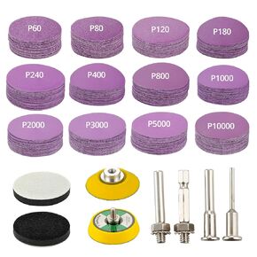 2 Inch Sanding Discs 188Pcs, Hook & Loop Wet Dry Sandpaper Assortment 60-10000 Grit Ceramic Abrasive, Sanding Disc for Drill with 1/4" 1/8" Shank Sanding Pads Interface Pad for Wood Metal Auto