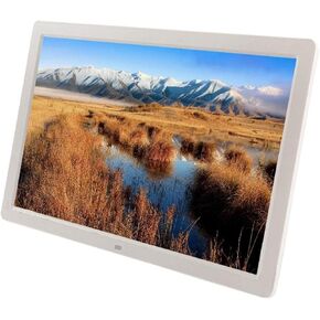 17-inch Digital Photo Frame high-Definition Widescreen Digital Photo Frame Business Advertising Machine Supports 1080P Video Playback (Color : White)