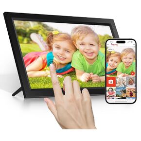 Advanced 15.6 Inch Digital Photo Frame with WiFi and Touchscreen, Features Gravity Sensing Auto-Rotation