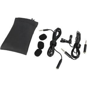 Lavalier Microphone 360 Degrees Clear Sound -Pick -Up Cableup Lapel Mic for Interviews Black Video Recording