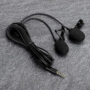Pongnas Clamp/Holder On Microphone, Lapel Microphone Lavalier Mini Recording Karaoke Mobile Phone Small Dual TieClip Pocket Phone for Vloggers and Bloggers