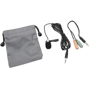 Compact Mini Shirt Collar Clamp/Holder On Microphone with Intelligent Noise Reduction, Plug and Play Lavalier Lapel Mic for Interviews and Webinars