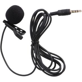 Mikinona Mini Clip Lavalier Condenser Microphone Portable Wired Lapel Mic for Mobile Phones Cameras and Laptops Black for Video Recording Interviews and Meetings
