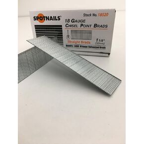 SPOTNAILS 18520 18 Gauge 1-1/4" length brad nail. 5000p/box. 10b/case. SOLD BY FULL CASE