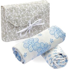 Baby Swaddle Blanket Set, Muslin Swaddle Blanket for Girls & Boys, Soft Silky Receiving Swaddle Wrap 70% Viscose Made of Bamboo, 30% Cotton, Large 47 x 47 inches, Set of 2 (Light Blue)