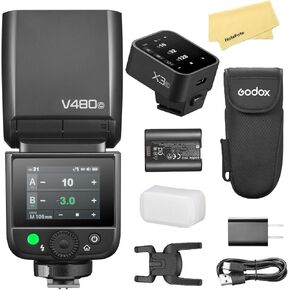 Godox V480C V480 C TTL Camera Flash with Godox X3-C X3C Flash Trigger for Canon Camera Flash Speedlite Light,GN50,7.2V/2200mAh Li-ion Battery,2.4G HSS 1/8000s,650 Full-Power Flashes,1.7s Recycle Time