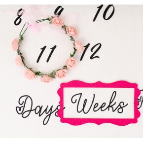 Baby Milestone Blanket Marker and Photo Prop Frame, Monthly Floral Wreath, 2 Pieces