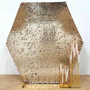 Efavormart 8ftx7ft Silver Big Payette Sparkle Sequin Hexagon Wedding Arch Cover, Shiny Shimmer Backdrop Stand Cover - 2-Sided Custom Fit