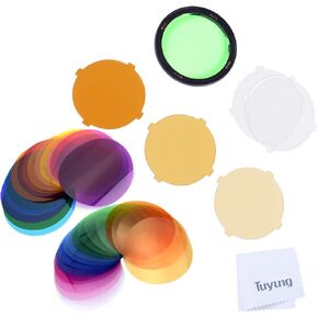 Godox V11C Color Filters and Godox V11T Color Temperature Adjustment Set with Godox AK-R16 Diffuser Plate for Godox V1-C V1-N V1-F V1-S V1-O Speedlite,AD200 AD200PRO with H200R Ring Flash Head