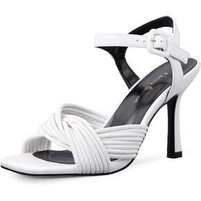 Strappy Heels for Women Heeled Sandals Square Open Toe Ankle Strap Stiletto High Heels Comfort Party Dress Shoes