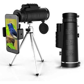 40x60 High Power Monocular Telescope with BAK4 Prism, Waterproof & Fogproof, Includes Smartphone Holder Tripod for Bird Watching, Camping, Hiking