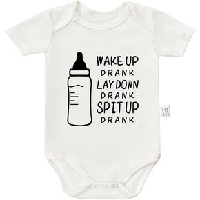 Wake Up Drank Lay Down Drank Spit Up Drank Baby Clothes, Funny Infant Boys Girls Short Sleeve Jumpsuit Outfits