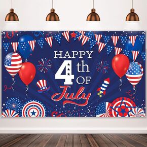4th of July Background Patriotic Backdrop for Photography Independence Day American Flag Stars and Stripes Balloons Backdrop Veteran Memorial National Day Party Decoration Banner Photo Studio Booth