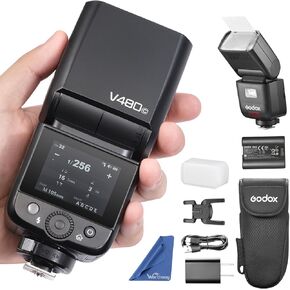 Godox V480-C TTL Speedlite لـ Canon | GN50 HSS 1/8000S ، 650 وميض ، 1.7S إعادة تدوير | ضوء النمذجة المدمج ، بطارية Li-ion ، شاشة تعمل باللمس | 2.4g فلاش اللاسلكي