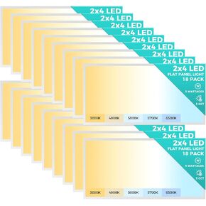 36 Pack 2x4 LED LED LED Flat Plane Light ، مشرق 9100LM ضوء السقف تركيبات السقف ، مصباح سقف المطبخ قابلاً للاختيار ، CCT 3000K/4000K/5000K/5700K/6500K/و WATTAGE 30W/40W/50W/60W/70W/70W/70W/70W