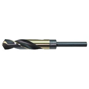 1035N Series High-Speed Steel Nitro Reduced Shank Drill Bit, Black/Gold Oxide Finish, Round Shank, Spiral Flute, 135 Degree Split Point, 5/8" Size