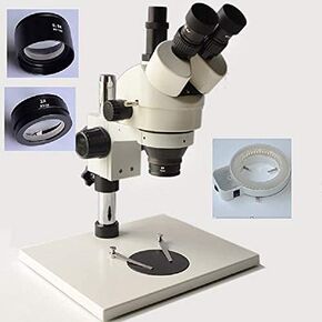 Microscope 3.5X-90X Trinocular Inspection Microscope with Super Large Stand +144 pcs LED Light 165mm