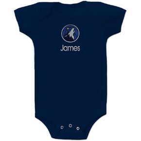 Minnesota Timberwolves Custom Baby Onesie - Personalized Baby Name Embroidery & Official NBA Team Logo, Envelope Neck, Cotton, Double-Stitched, Supersoft, NBA Baby Bodysuit (Navy, 3-6 months)