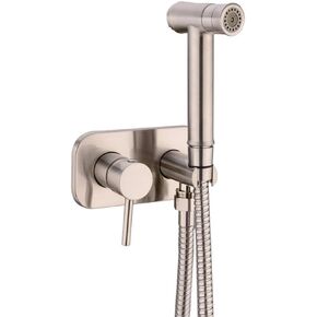 2 FunctionSpray Single Handle Handheld Sprayer Hot and Cold Mixer Wall Mounted Toilet Sprayer with Hose,Black(Brushed Nickel)