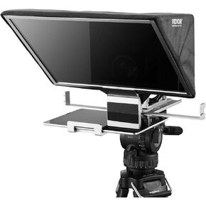 16'' Floor Type Teleprompter Remote Compatible with Webcam Smartphone Live Streaming