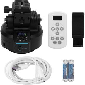 Wireless Tripod Head with 360 Degree Pan Tilt, Motorized Camera Mount for Mobile Phones, Cameras, 2.4G Remote Control, Visual Display Screen, 2000mAh Battery