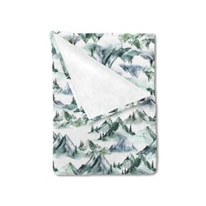 Watercolor Green Mountains Landscape Baby Blanket for Girl Boy Misty Forest Woods Mountain Trees Receiving Swaddle Blanket Soft Flannel Newborn Toddler Nursery Crib Bed Blanket Daycare Playmat 30x40